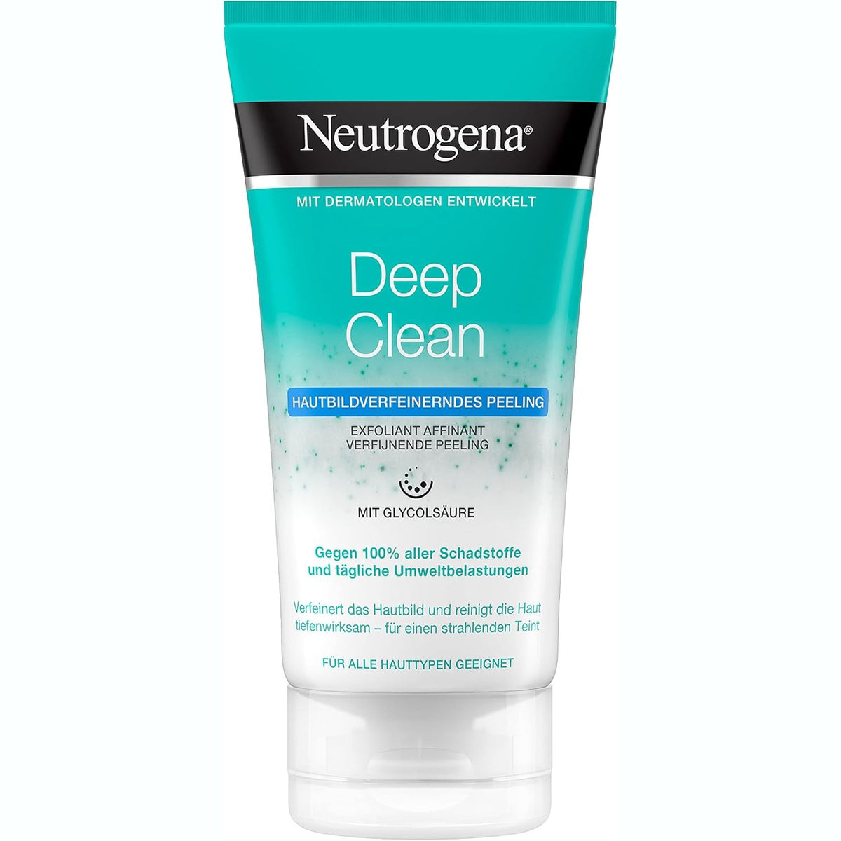 301448 - Neutrogena Skrab për fytyrën Deep Clean Skin Refining, 150ml, pastrim i butë me acid glikolik