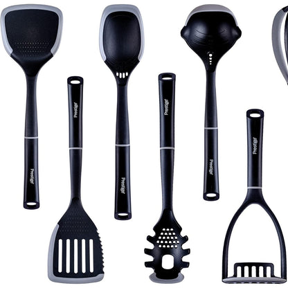 221506 - PRESTIGE Set Enësh Kuzhine 2-në-1 me 7 Pjesë, skaje silikoni rezistent ndaj gërvishtjeve, e zezë dhe gri