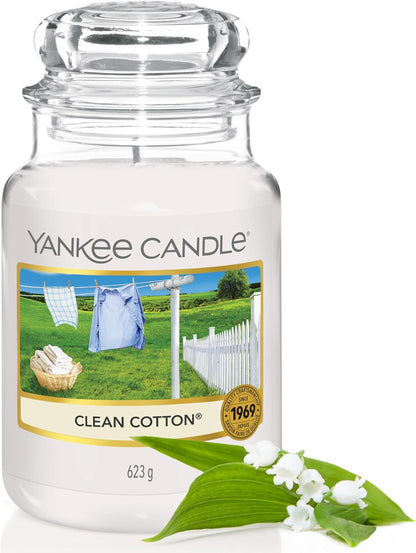 227004 - YANKEE CANDLE Qiri aromatik pambuku i sapolarë | Madhësia e kavanozit | Qiri që zgjat me deri në 150 orë kohë djegieje