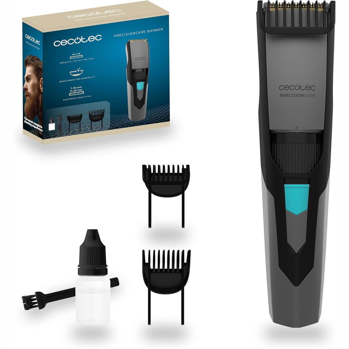317692 - CECOTEC Prerës mjekre pa tel PrecisionCare Barber - Tehe çeliku inox - Krehër 1-10 mm dhe 11-20 mm - 60 minuta kohëzgjatje funksionimi