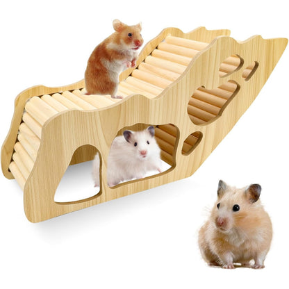 263534 - WPPQWP - Shtëpi druri për hamsterë - Tunel dhe vendstrehim për hamsterë xhuxhë, gerbilë dhe degu (32 x 10.5 x 15.3 cm)