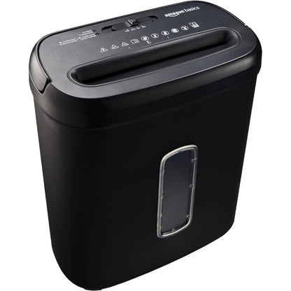 273231 - AMAZON BASICS Shredder letre me prerje tërthore, 8 fletë për letër dhe kartash krediti, Model i ri, i zi