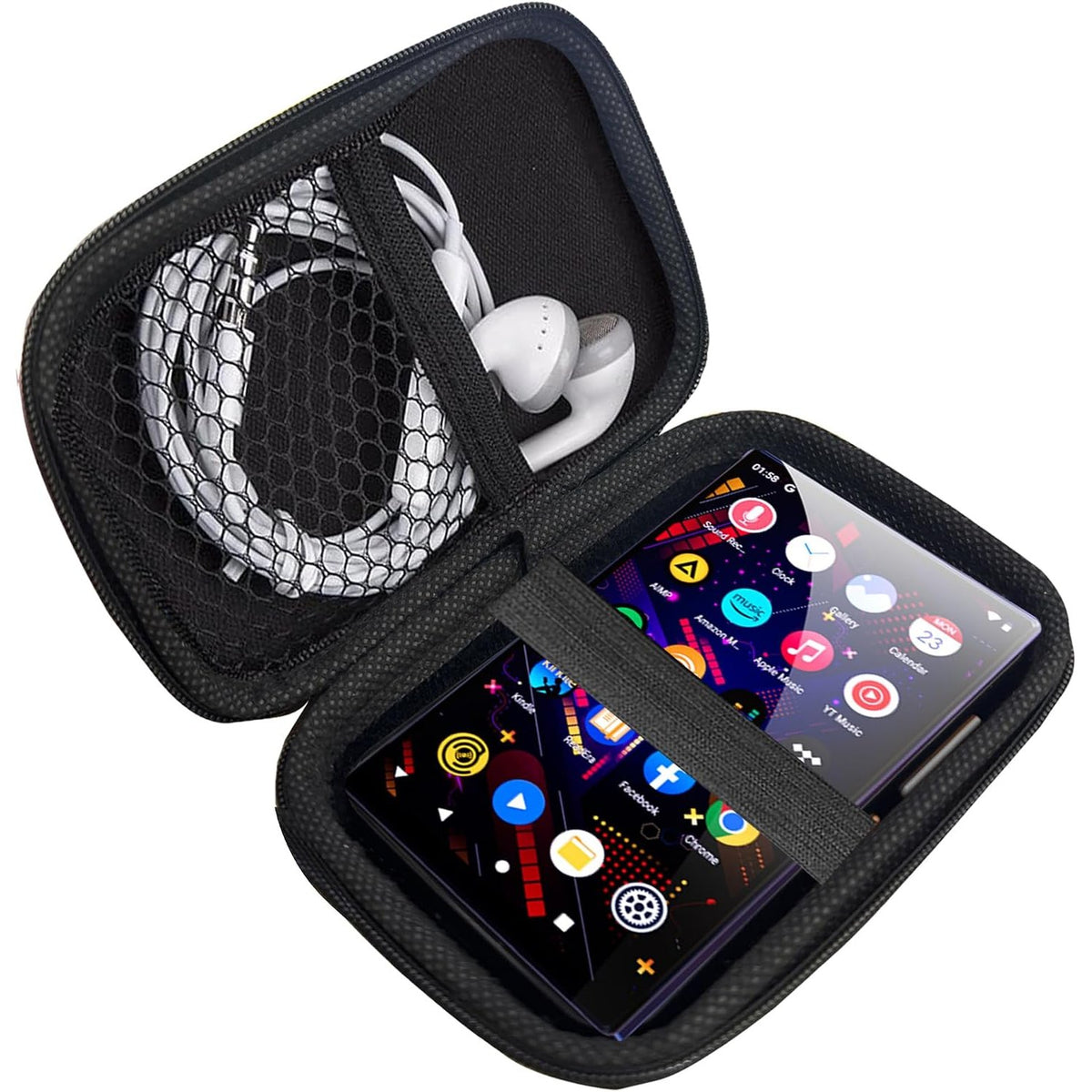 296173 - MBROJTËSE PËR MP3 PLAYER BLUESHAWEU, E pajtueshme me MP3 Player MECHEN H11/H11 Pro 5.0 inç, Hapësirë për kufje, kabllo USB dhe kartë memorieje, Ngjyrë: e zezë