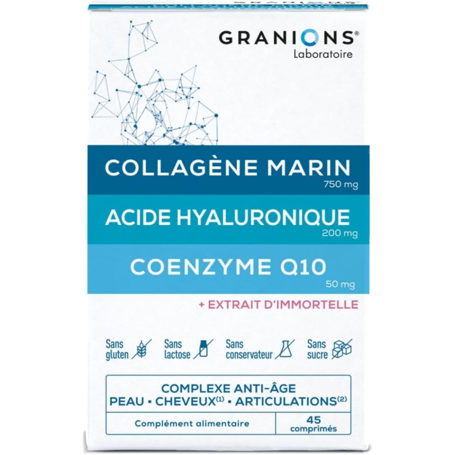 290114 - GRANIONS Kolagjen Detar, Acid Hialuronik, Koenzima Q10, 45 tableta