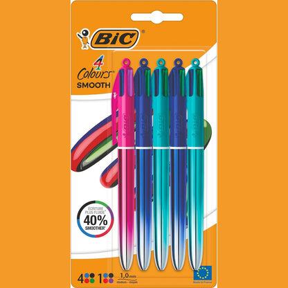 268798 - BIC Stilolapsa të lëmuar dhe tërheqës me 4 ngjyra, majë 1 mm, pako me 5 copë