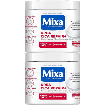 294132 - MIXA Krem trupi me ure dhe Cica Repair+, 400 ml x2, për lëkurë shumë të thatë me 10% [Ure + Pantenol], I përshtatshëm për lëkurë të ndjeshme