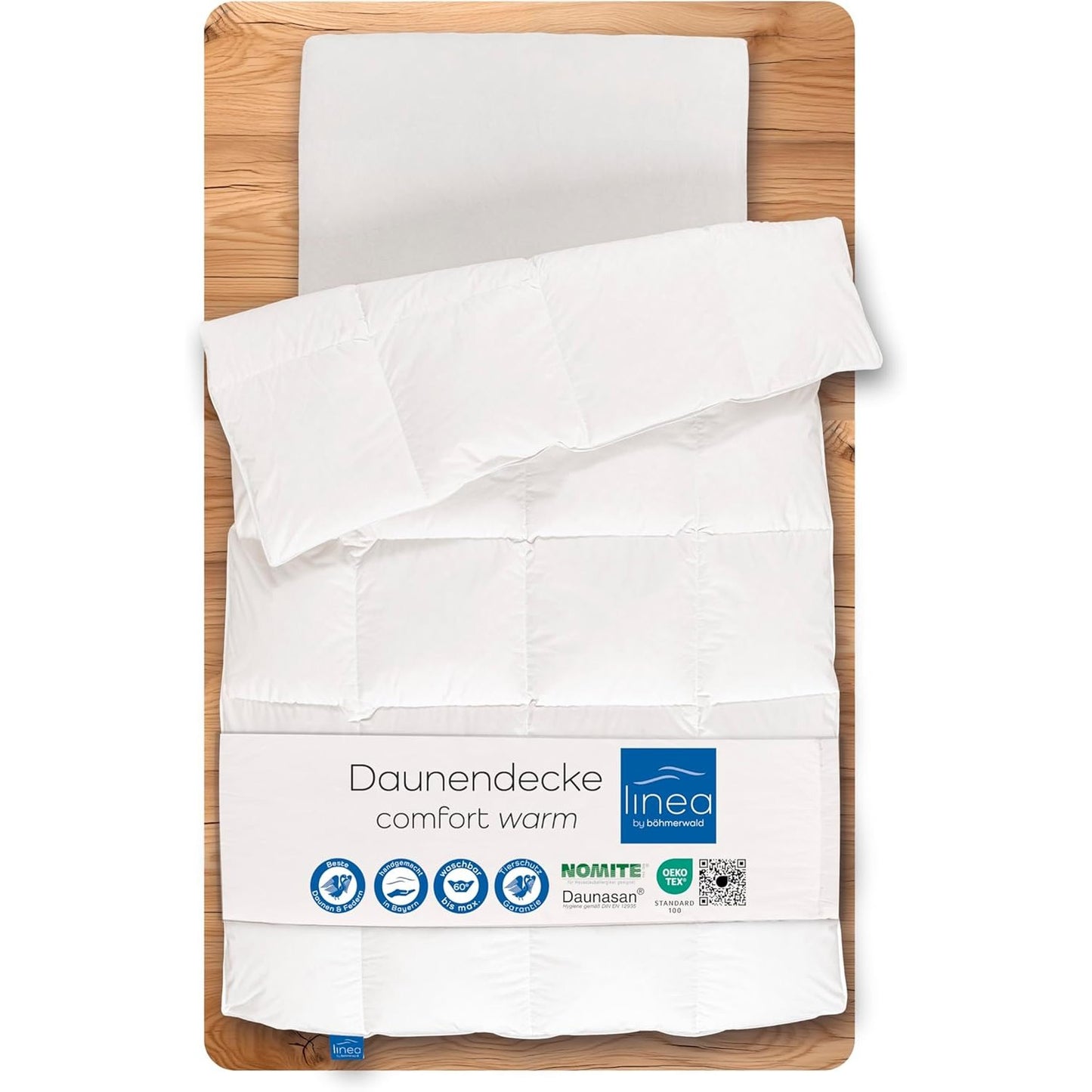 191064 - BÖHMERWALD Jorgan LINEA Comfort, 155x220cm, Material: 90% Push dhe 10% Pupla, I përshtatshëm për Alergjikët, Mund të lahet në 60°C, i Prodhuar në Gjermani