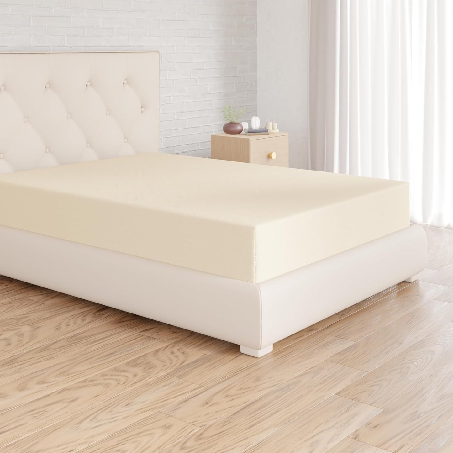 216068 - AMAZON BASICS Çarçaf i montuar me mikrofibër, 140 x 200 cm, Lartësia e dyshekut deri në 30 cm