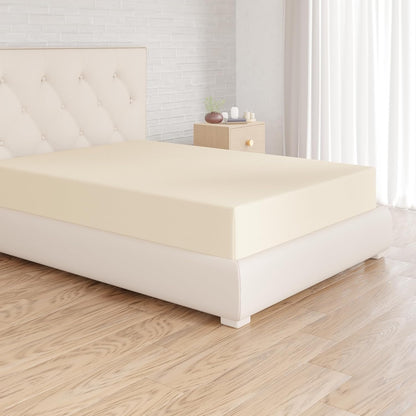 202208 - AMAZON BASICS Çarçaf i Montuar Mikrofibër Poliester, 140x200x30cm, për Dyshekë me Trashësi deri në 30 cm, Ngjyrë Bezhë