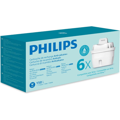 261672 - PHILIPS FISHEK FILTRI UJI ANTI-LIMESCALE+, PAKO ME 6 COPË, DERI NË 50% REDUKTIM TË FORTËSISË SË UJIT, PAKETIMI MUND TË NDRYSHOJË, I PAJTUESHËM ME BRITA*