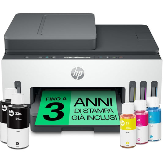126026 - HP SMART TANK PLUS 7305 AiO 28B75A, Printer Multifunksional me Ngjyra, Kapacitet Printimi i Lartë 12,000 faqe (E Zezë), 8,000 faqe (Ngjyrë), Depozitë Boje, Printim i Dyanshëm Automatik, Wi-Fi, Gri