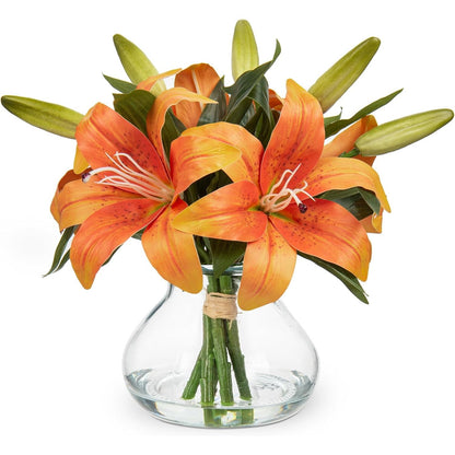 200412 - OAIRSE Lule Artificiale Hydrangea me Vazo Qelqi dhe Ujë Artificial, Materiali i Mëndafshit, Prekje Reale, Aranzhim i Bardhë për Dekorim Shtëpie, Banjo, ose Qendror Tryeze Dasmash