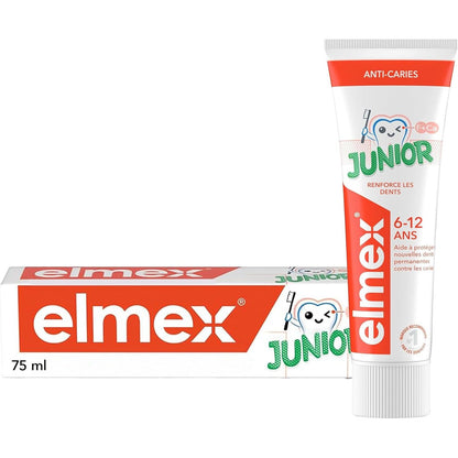 319021 - ELMEX - Pastë dhëmbësh për fëmijë 6-12 vjeç - 75 ml - Mbron dhëmbët e rinj - Ndihmon në parandalimin e demineralizimit - Forcon dhëmbët - Mbron nga kavitetet