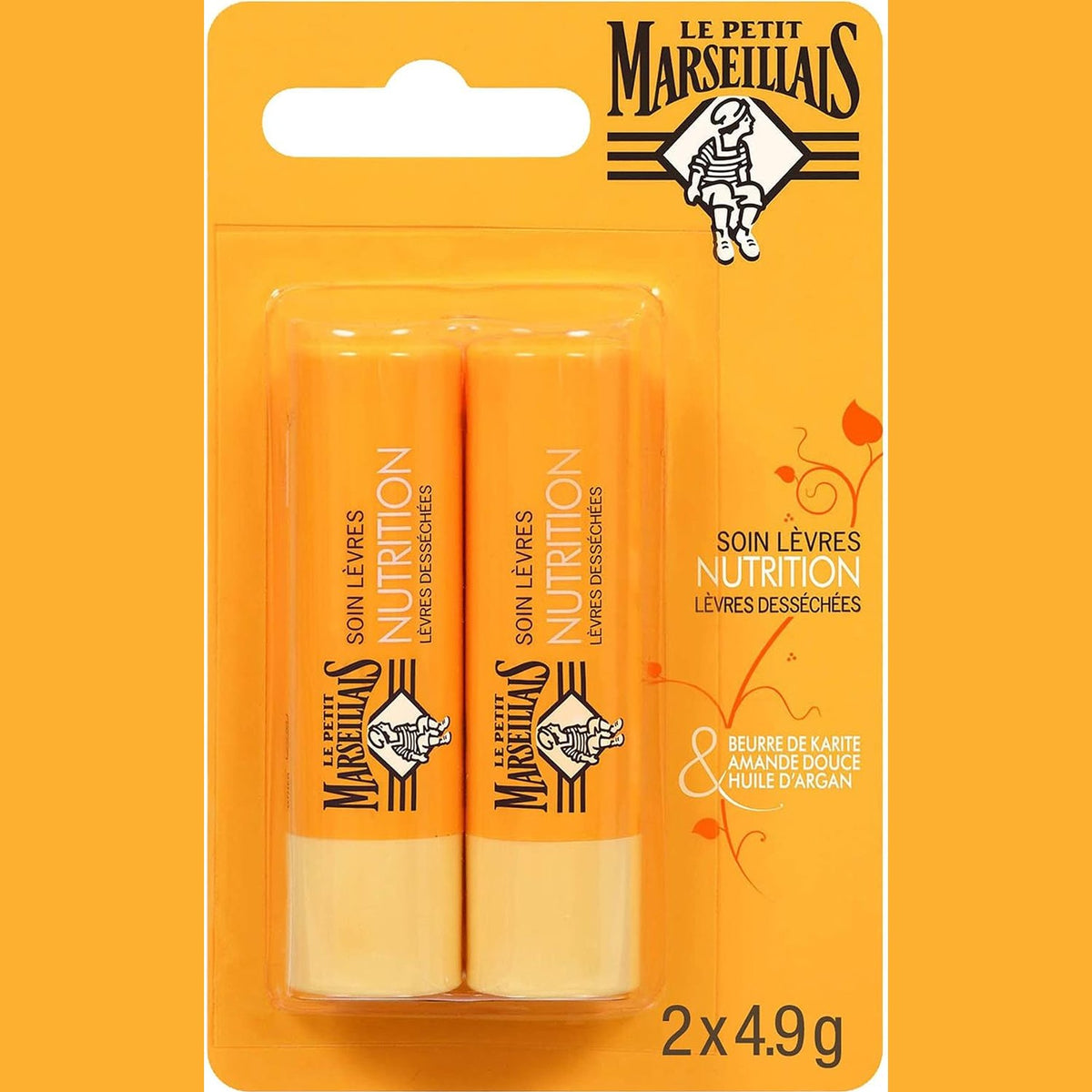 301481 - LE PETIT MARSEILLAIS - Kujdes ushqyes për buzët e thata, 2 tuba 4.9g, balsam buzësh me gjalpë shea, bajame të ëmbla dhe vaj argani