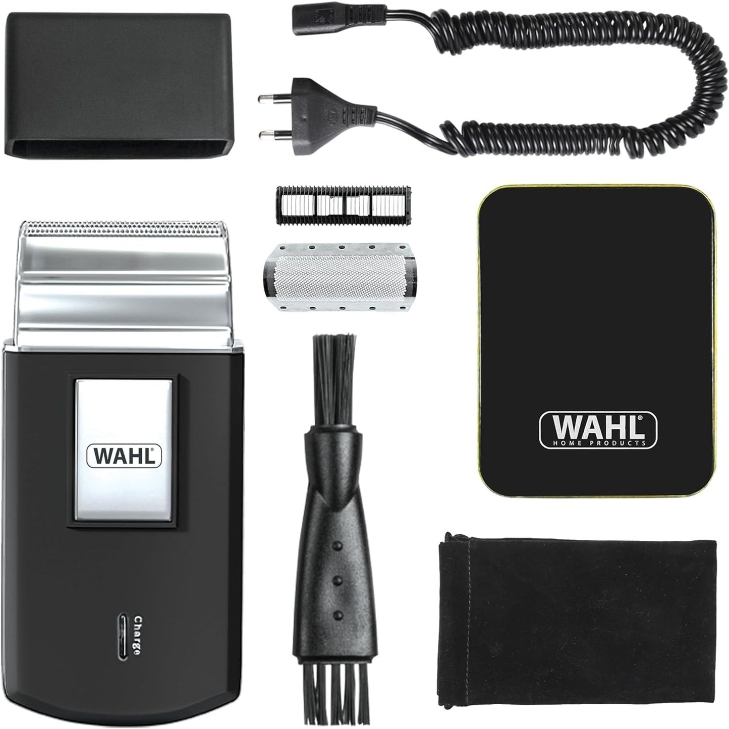 290179 - WAHL Rrojtore Udhëtimi Elektrike pa Tel e Rikarikueshme për Burra, Kompakte dhe Portative, Argjendi