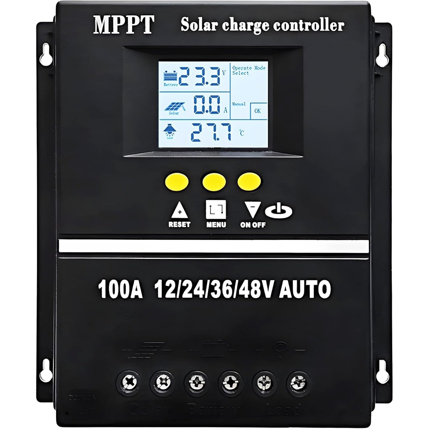 183727 - Y&H Kontrollues Karikimi Diellor 100A MPPT 12V/24V/36V/48V, për Bateri Acid Plumbi/Litium/LiFePO4, me Ekran LCD, Rregullator Inteligjent dhe Hyrje USB e Dyfishtë Maksimale 100V
