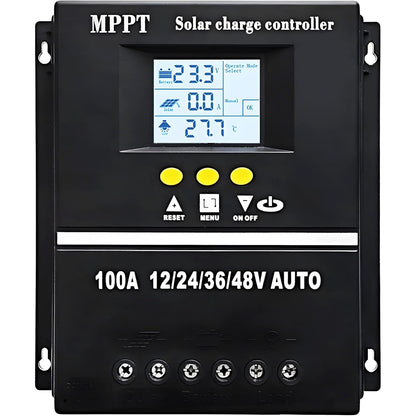 183727 - Y&H Kontrollues Karikimi Diellor 100A MPPT 12V/24V/36V/48V, për Bateri Acid Plumbi/Litium/LiFePO4, me Ekran LCD, Rregullator Inteligjent dhe Hyrje USB e Dyfishtë Maksimale 100V
