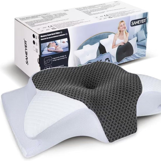 135378 - SAHEYER Jastëk Ergonomik Cervikal për Gjumë, Jastëkë Anësorë me Shkumë Memorjeje, Mbështetës Ortopedik për Qafën, Përmirëson Cilësinë e Gjumit, Madhësia 70x40x15/12cm