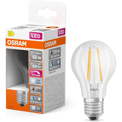 248716 - Osram Llampa LED me errësim, Formë llambë klasike, E bardhë e ftohtë, Ekuivalente me 60W