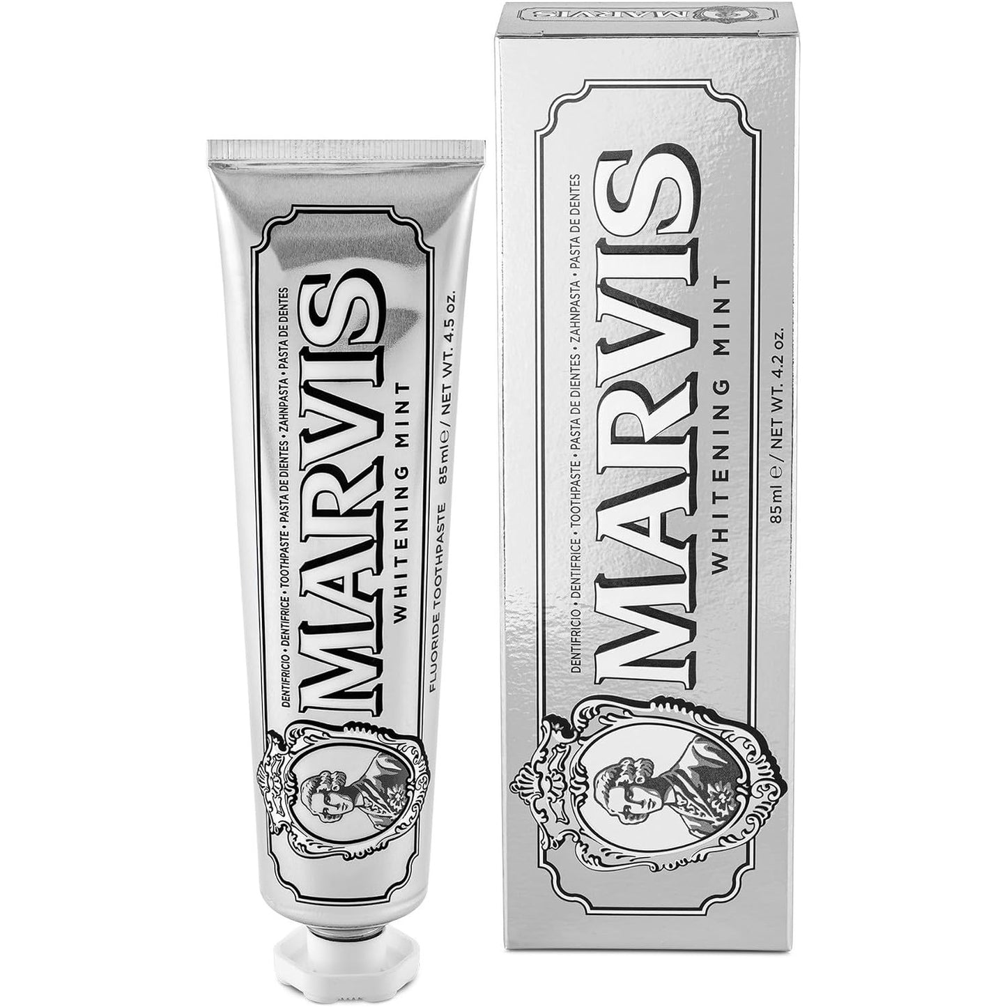 290121 - MARVIS Pastë dhëmbësh zbardhuese me mente, 85 ml, xhel natyral zbardhues, freskues
