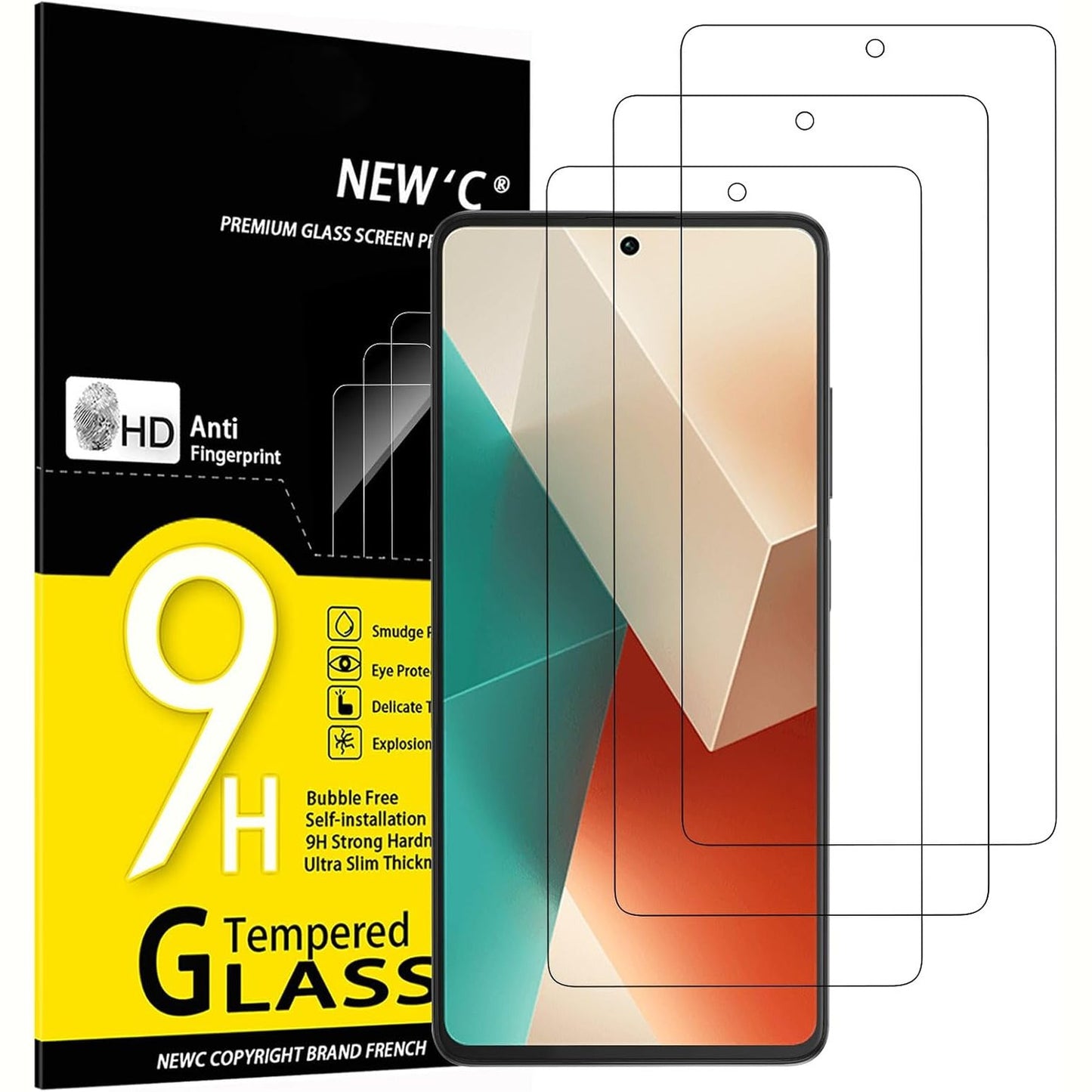 274689 - PAKO ME 3 MBROJTËSE EKRANI PREJ QELQI TË TEMPERUAR TË NEW'C PËR XIAOMI REDMI NOTE 13 5G/4G (NUK ËSHTË E PËRPUTHSHME ME XIAOMI REDMI 13), FORTËSI 9H, MBROJTËS EKRANI HD, ULTRA I TEJDUKSHËM 0.33 MM, ULTRA I QENDRUESHËM