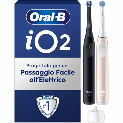 296570 - Oral-B iO 2, 2 furça dhëmbësh elektrike, 1 kokë zëvendësuese, e zezë dhe rozë