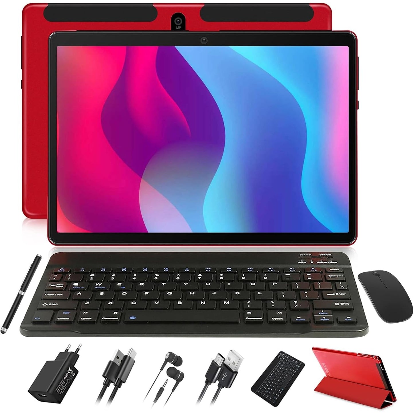 276861 - JUSYEA Tableti 10", Android, 4GB RAM, 64GB ROM, 8 bërthama, WiFi, GPS, Bateri 8000mAh, FHD IPS, Kamera 5MP + 8MP, Memorie 4-256GB, e Kuqe