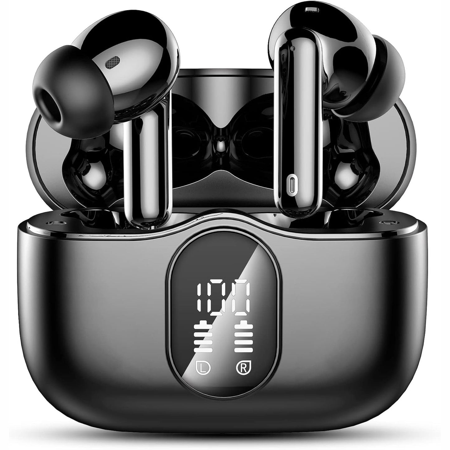 268833 - BTOOTOS Kufje Bluetooth 5.3, pa tel me 4 mikrofonë, tingull stereo Hi-Fi, 36 orë kohë luajtjeje, IP7 rezistente ndaj ujit, ekran LED, kontroll me prekje