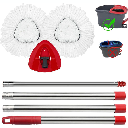 293857 - Set Zëvendësues Koke Mopi Spin, 2 Sfungjerë Mikrofibre + Dorezë + Bazë, I Përputhshëm me Mopin Vileda Turbo, për pastrimin e banjës dhe shtëpisë