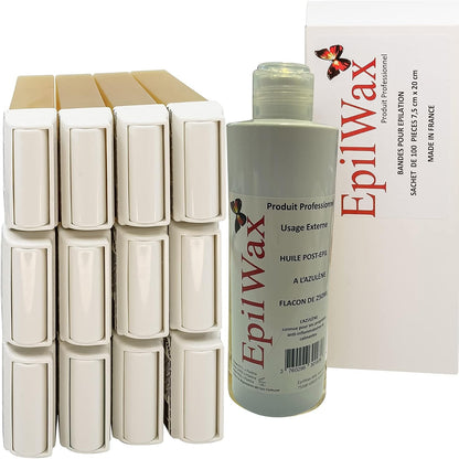 317238 - EPIWAX Pako me 12 Roll-One me Dyll Mjalti + 100 Shirita Depilimi + Vaj Pas Depilimit, për këmbë, sqetulla, trup
