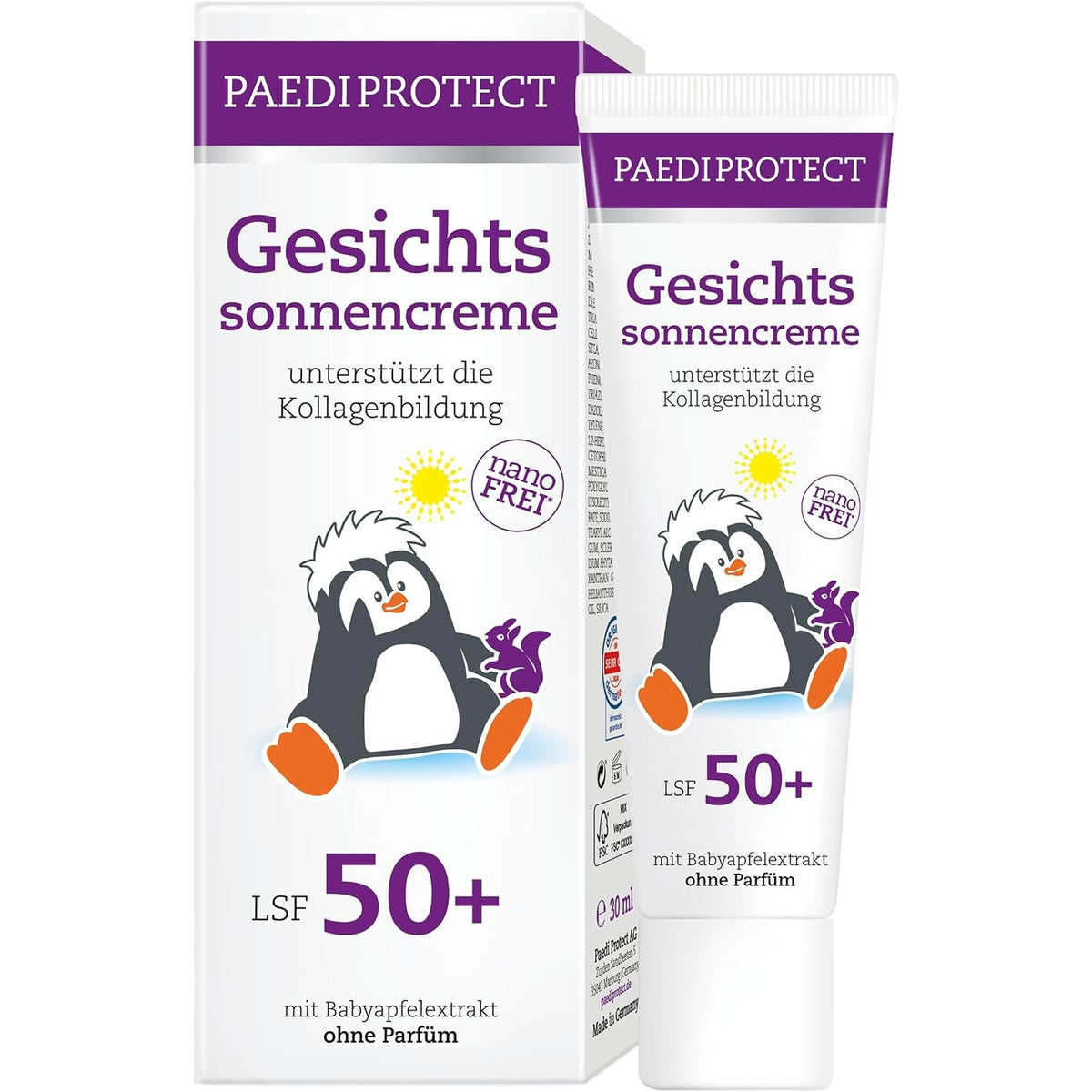 301345 - PAEDIPROTECT - KREM DIELLI PËR FYTYRËN SPF 50+, 30 ML, PA AROMË, VEGAN