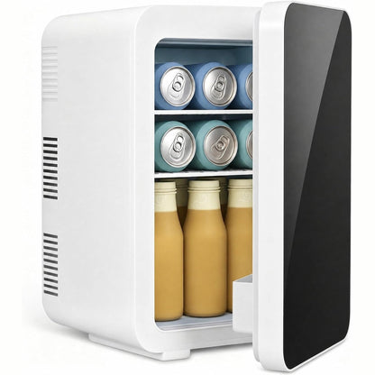 320821 - ARTETHYS - Frigorifer Mini 10L për Dhoma Gjumi, Frigorifer Kompakt me Sistem Ftohësi dhe Ngrohësi, 220V AC/12V DC, i Zi