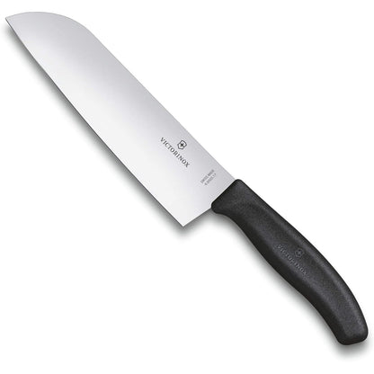183800 - VICTORINOX Thikë Santoku Swiss Classic e Zezë, për Kuzhinë, Me Teh të Drejtë dhe Shumë të Mprehtë, Çelik Inox, E Përshtatshme për Lavastovilje