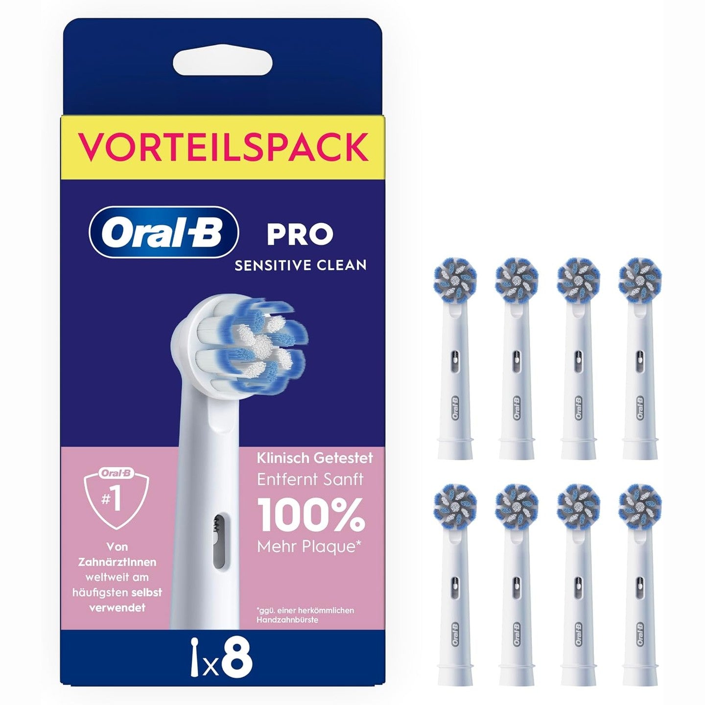 316569 - ORAL-B Pro Precision Clean – Koka Furçesh Zëvendësuese ORIGJINALE për Furça Dhëmbësh Elektrike – Pastrim Dentar, Koka Furçesh Zëvendësuese me Qime Inovative X, Kokë Furçe Dhëmbësh, E Dizenjuar në Gjermani – E Bardhë, 8 copë