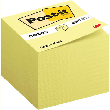 269470 - Post-it Kube shënimesh ngjitëse, ngjyrë e verdhë kanarinë, 1 bllok me 450 fletë, 76 mm x 76 mm