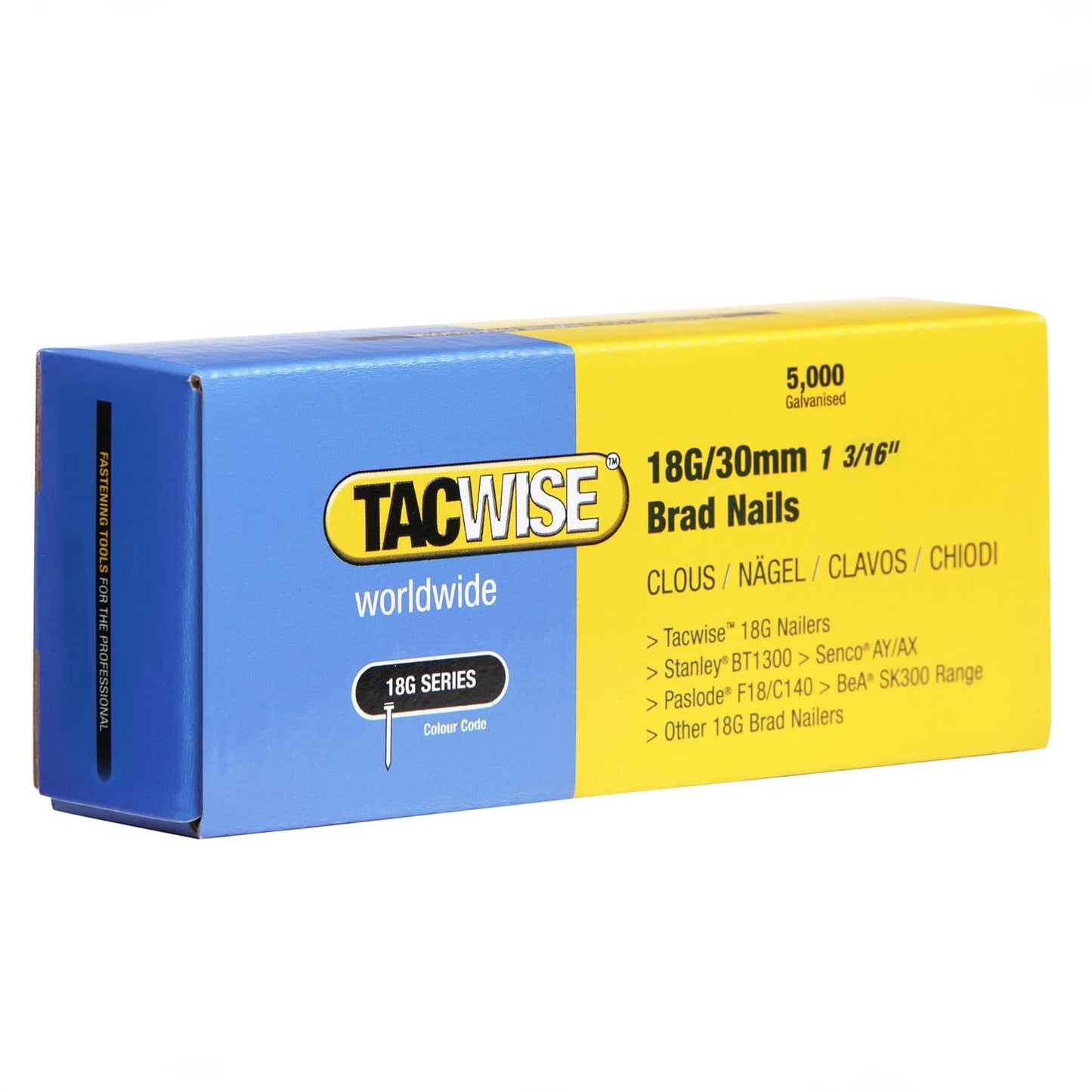 322699 - TACWISE Gozhda Përfundimtare të Galvanizuara të Tipit 18G, 30 mm, Pako me 5,000 copë