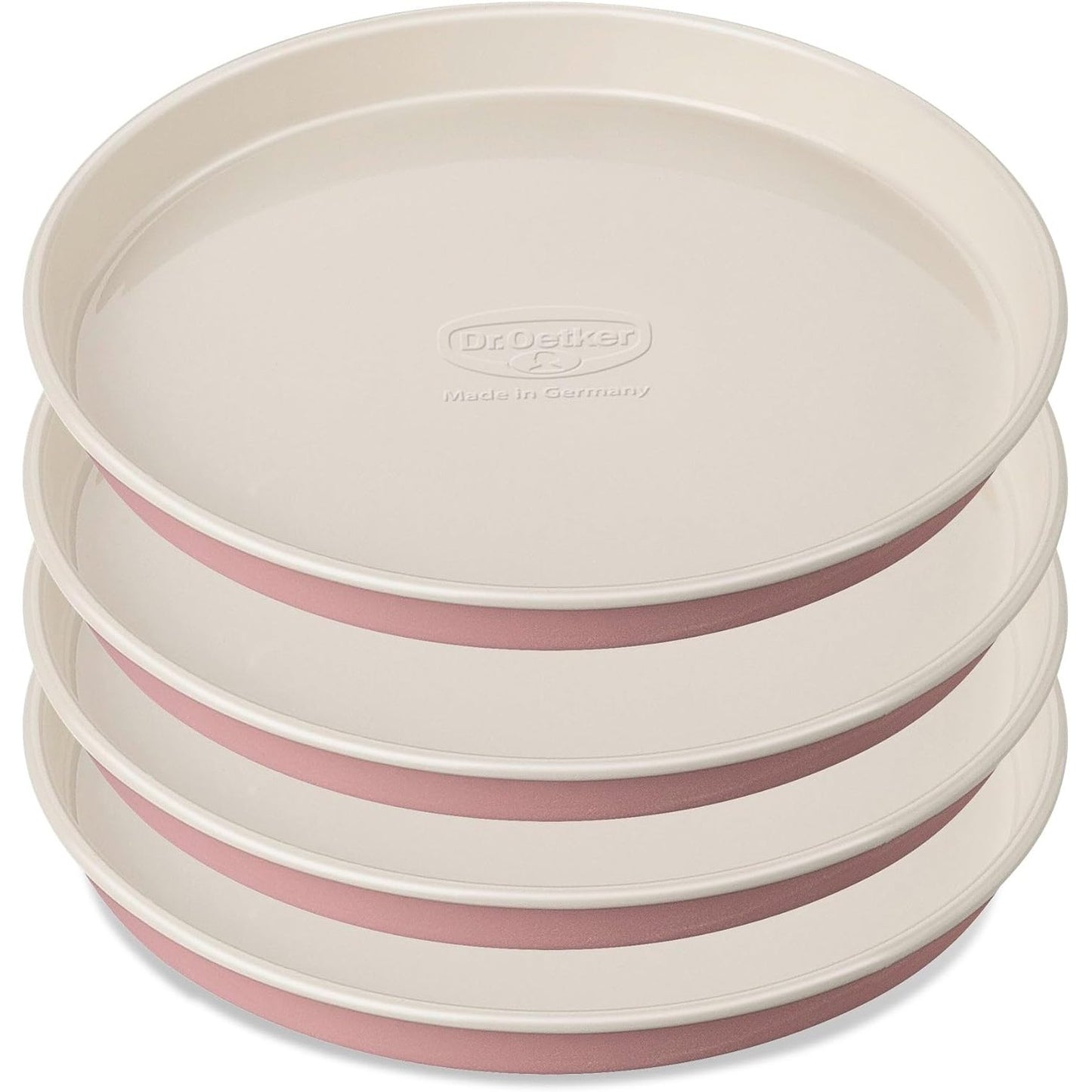 184561 - DR. OETKER Set 4 Pjesë Tavash Pjekjeje, Rrumbullaktë Ø 17 cm, Me Shtresë Jo-ngjitëse, Për Ëmbëlsira të Gjata dhe Ylber, Dizajn Retro Rozë/Krem
