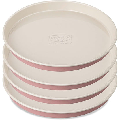 184561 - DR. OETKER Set 4 Pjesë Tavash Pjekjeje, Rrumbullaktë Ø 17 cm, Me Shtresë Jo-ngjitëse, Për Ëmbëlsira të Gjata dhe Ylber, Dizajn Retro Rozë/Krem