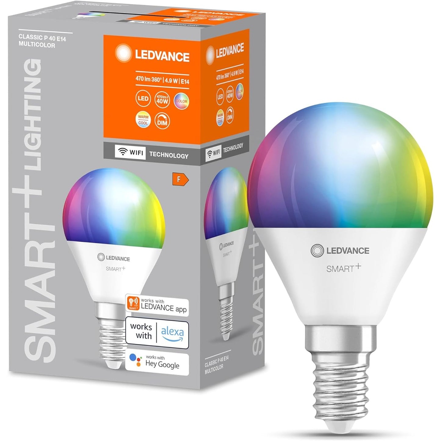 294332 - LEDVANCE E14 Mini Llambë LED, 4.9W (470lm), RGBW (2700-6500K), kontrollueshme me Alexa, Google Assistant, pako me 1