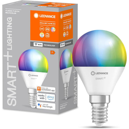 294332 - LEDVANCE E14 Mini Llambë LED, 4.9W (470lm), RGBW (2700-6500K), kontrollueshme me Alexa, Google Assistant, pako me 1