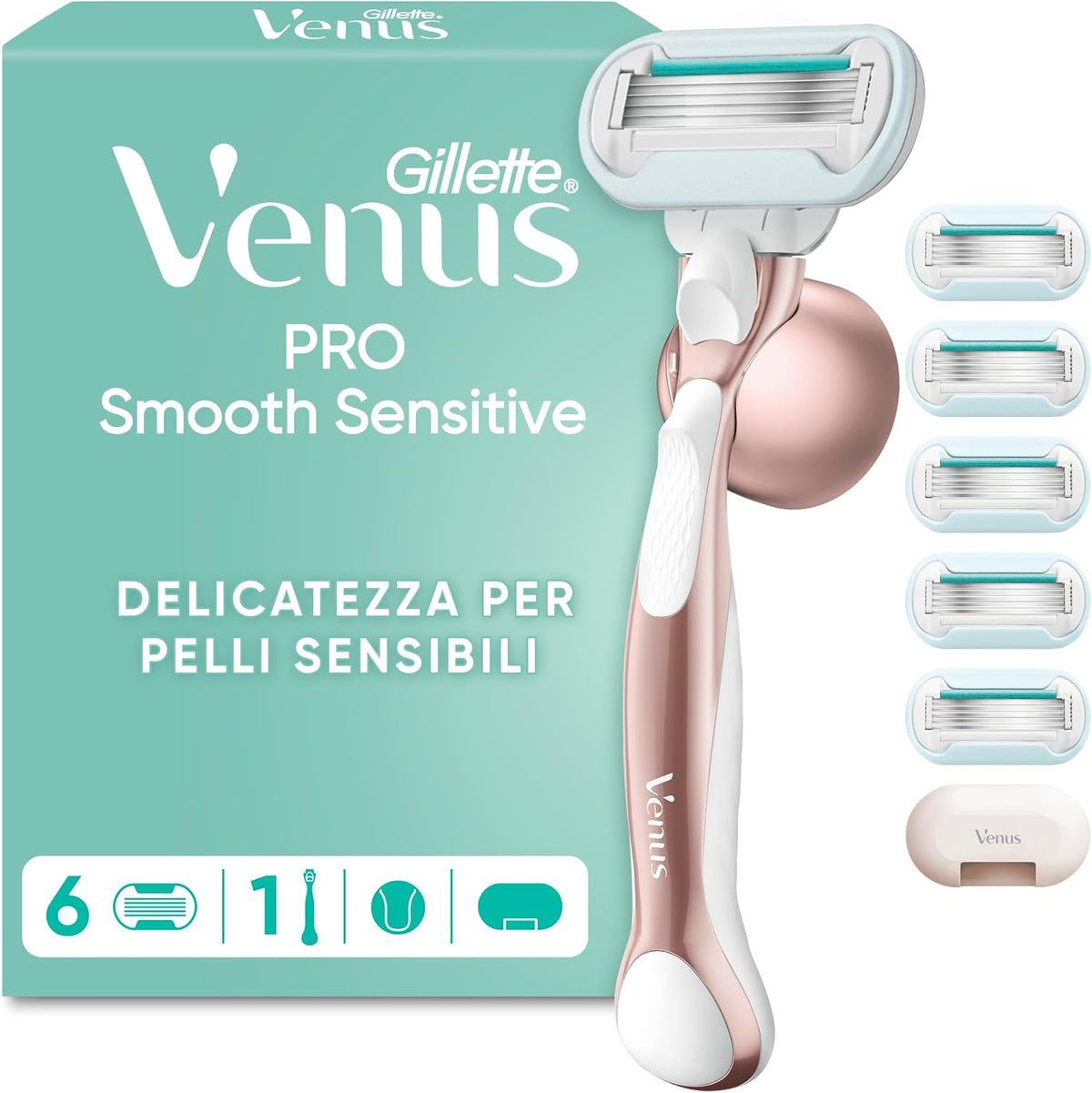 321263 - GILLETTE Brisk Venus Pro Smooth Sensitive për Femra, Metal, Rozë e Artë