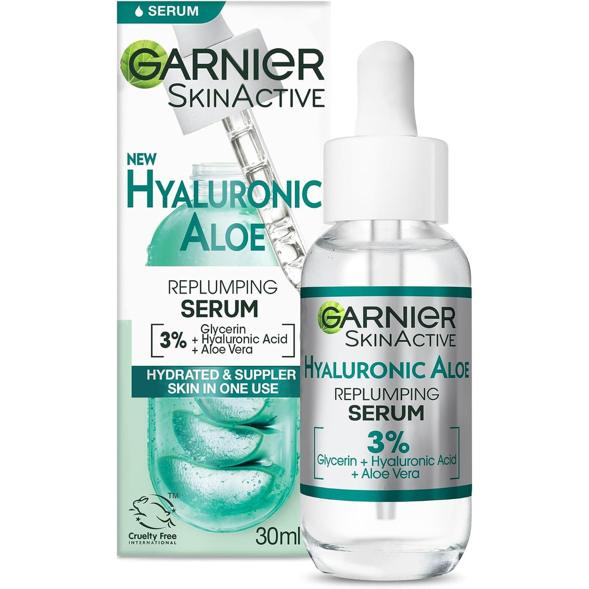 302452 - GARNIER SkinActive - Serum xhel për mbushje me aloe hialuronik - 30 ml - I pasuruar me acid hialuronik dhe aloe vera - Për të gjitha llojet e lëkurës