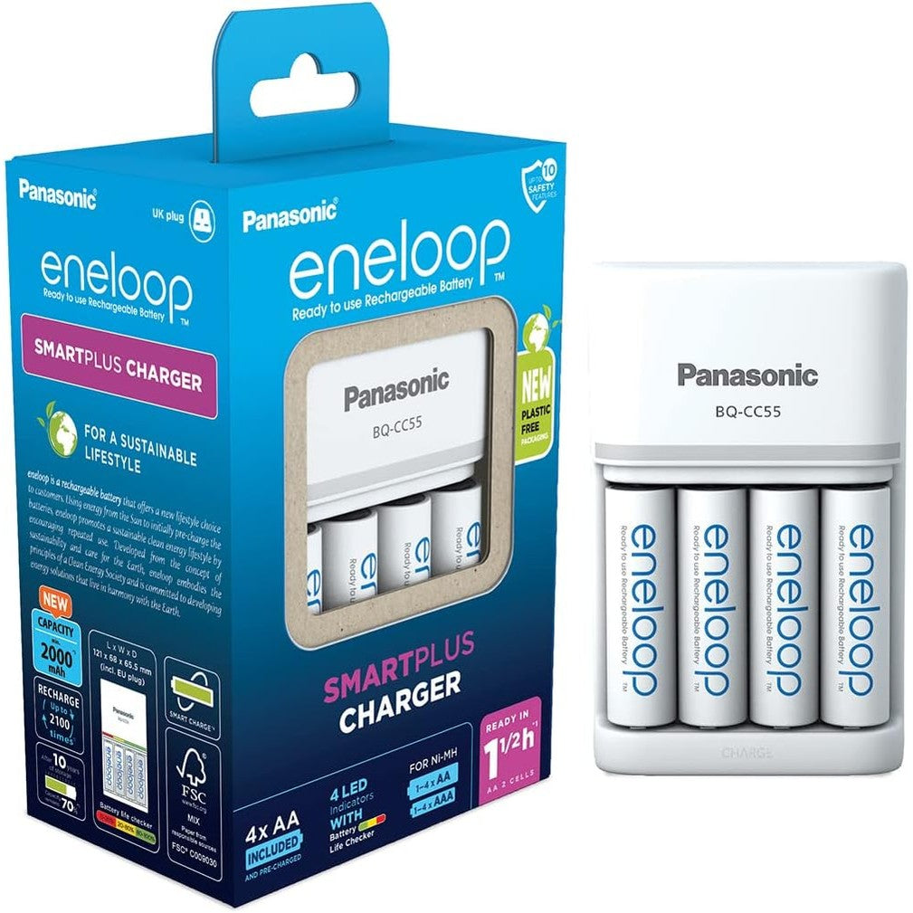 268197 - ENELOOP Karikues SmartPlus për 1–4 bateri AA/AAA Ni-MH, me 4 bateri eneloop AA/Mignon me kapacitet të përmirësuar dhe 10 karakteristika sigurie