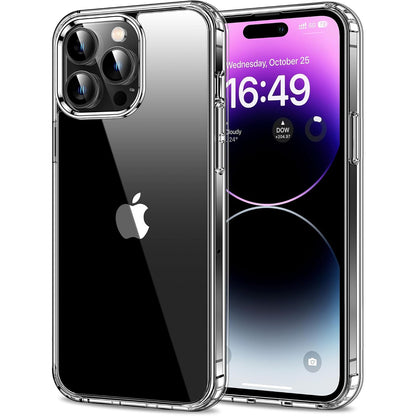 296408 - HOOMIL Mbrojtëse për iPhone 14 Pro 6.1 inç, transparente kundër zverdhjes, mbrojtëse ndaj goditjeve - kristalore