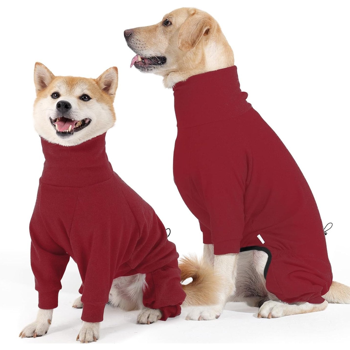 209795 - HJYOKUSO Xhaketë Dimërore për Qen, Triko e Ngrohtë prej Leshi me Këmbë, e Kuqe, Madhësia S