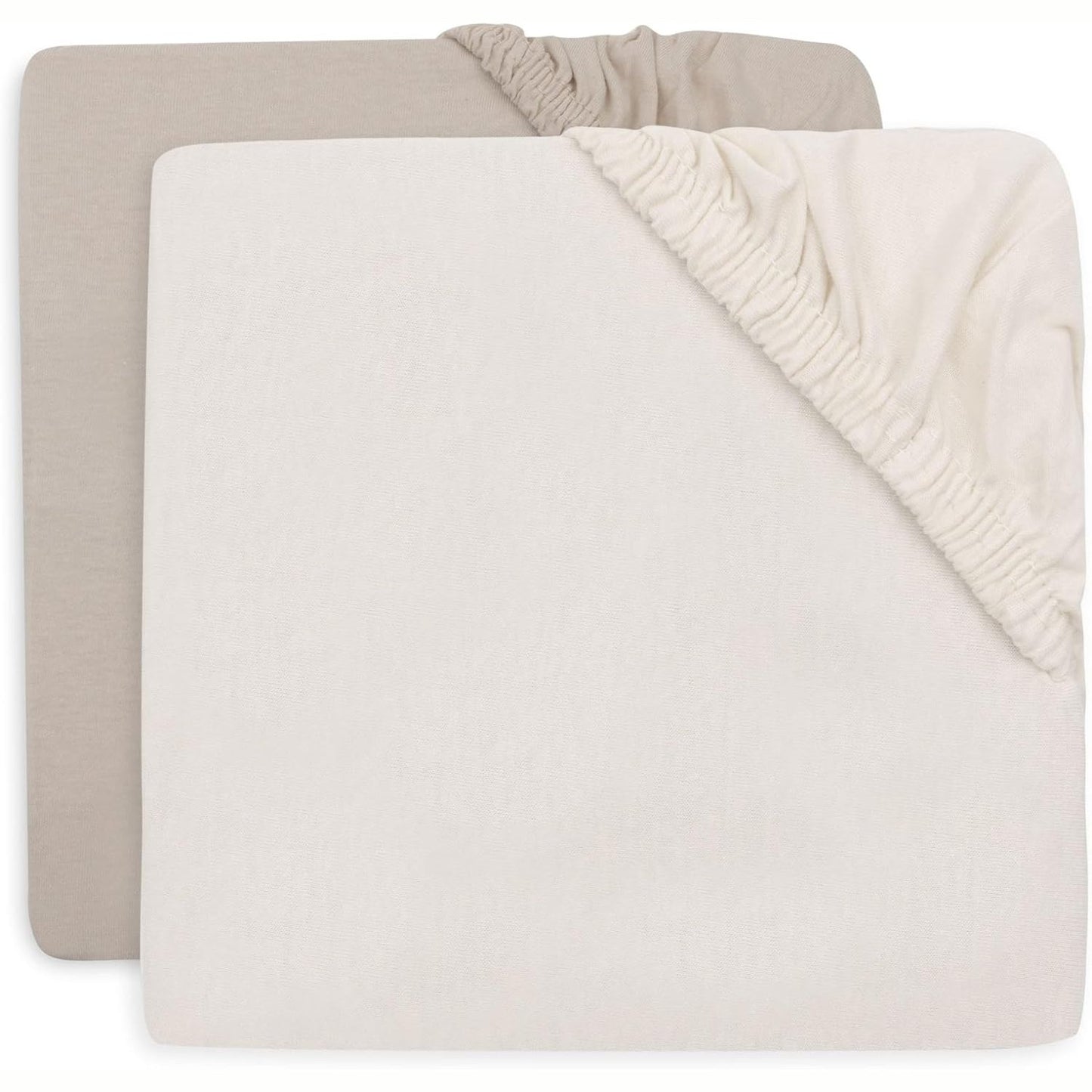 262793 - Jollein Çarçaf Jersey me Fiksim për Këmbë, Tërshërë/Rërë, 75x95cm, Pako me 2 copë, 100% Pambuk, I Certifikuar Oeko-TEX.