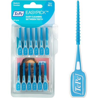 290372 - TePe EasyPick kapëse dhëmbësh, blu, madhësia ML, 60 copë