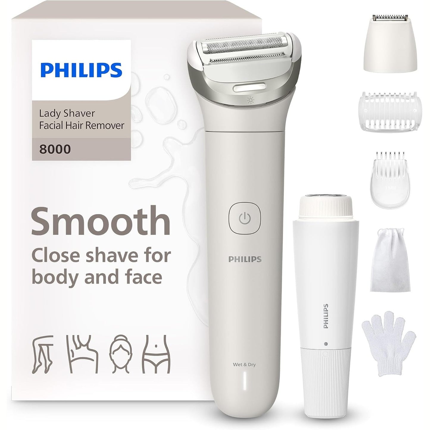 320983 - Philips Lady Shaver Series 8000, elektrike pa tel, 3 tehe, kohëzgjatje 100 minuta, model BRL159/00
