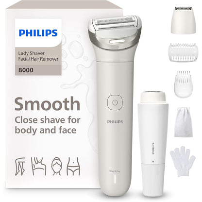 289549 - PHILIPS Lady Shaver Series 8000, Makinë rroje elektrike pa tel, për lagësht dhe thatë, 3 tehe, kokë rroje fleksibile, dritë LED, zonë për fytyrën/këmbët/trupin/bikinin, kohëzgjatje 100 minuta, modeli BRL159/00