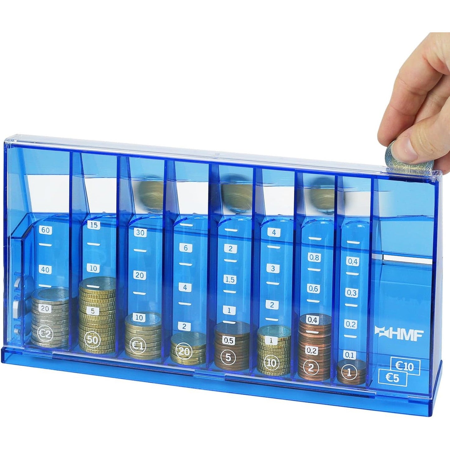 268893 - HMF 4710-05 Kutia e Parave Euro, Ndarëse Monedhash 24.0 x 5.0 x 12.0 cm, Blu